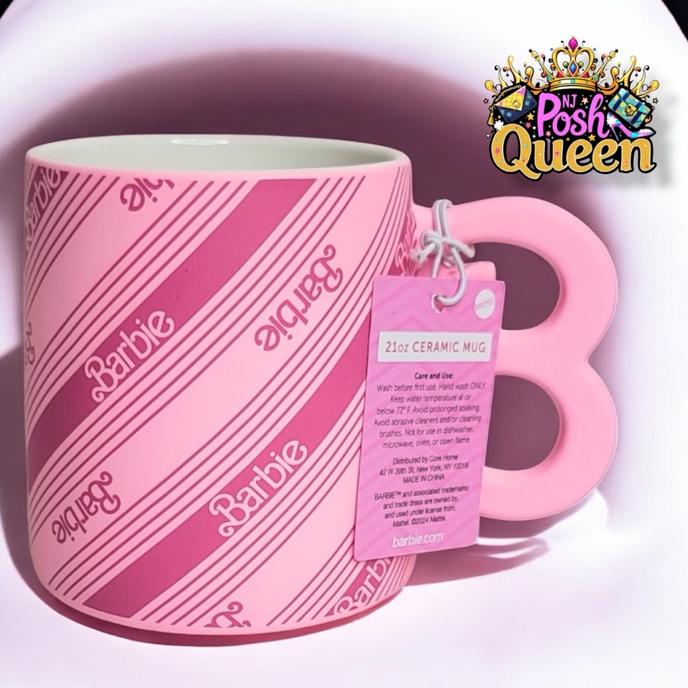 Barbie Ceramic Mug With Pink Striped Design &
B-Shape Handle 21oz